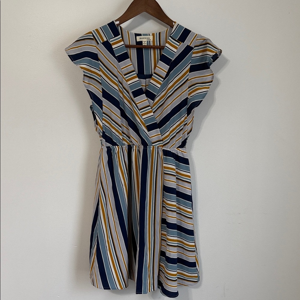Striped V-Neck Mini Dress